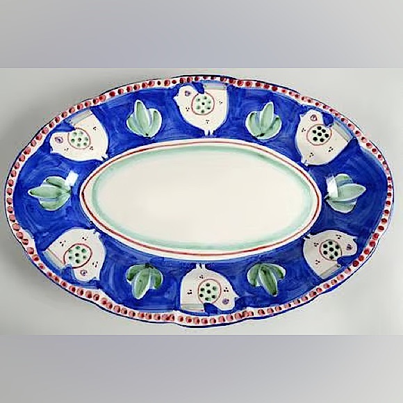 Solimene Vietri Italy vintage hand-painted ceramic bird platter